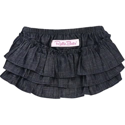 RuffleButts Dark Denim Skirted Bloomer - 3-6m