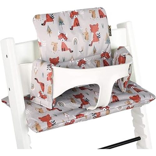 Ukje Cushion Compatible with Stokke Tripp Trapp - Soft Seat Cushion for Infants, Babies & Toddlers, High Chair Accessories, Cotton Fabric Insert, Easy to Install, Handmade in Europe (Grey Foxes)