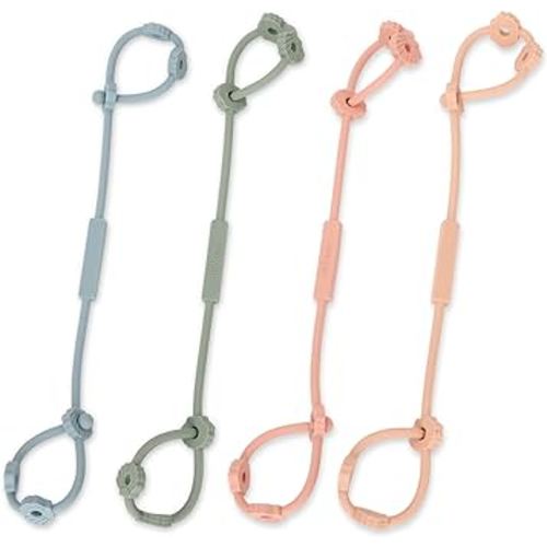 Toy Safety Straps, Socub Silicone Adjustable Baby Pacifier Teether Straps, 4pcs Toddler Toy Bottle Harness Straps for Strollers, High Chair, Cribs, Bags, BPA Free, Multi Colors