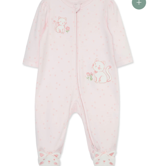 Sweet Kitties 2-Way-Zip Footed One-Piece