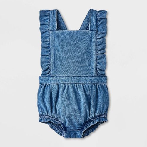 Baby Girls' Ruffle Romper - Cat & Jack™ Blue Newborn