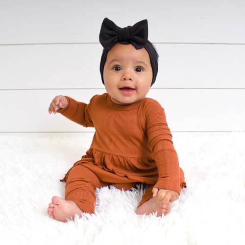Switch-A-Roo™ Reversible Opening Twirl Romper in Ribbed Sedona