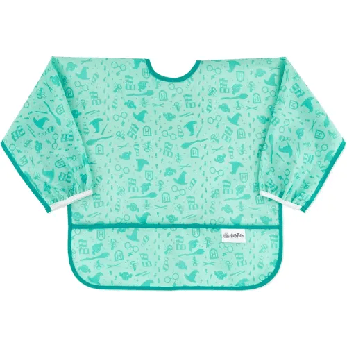 Bumkins Bibs, Baby and Toddler Girls and Boys 6-24 Months, Long Sleeve, Essential Must Have for Eating, Feeding, Mess Saving Lightweight Waterproof Fabric Sleeved Smock, Harry Potter