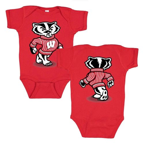 Wisconsin Badgers Red Infant Rib Front Back Bucky Onesie