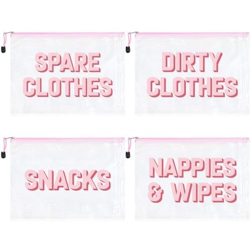 4Pcs Diaper Bag Organizing Pouches Hospital Diaper Bag Organizing Clear Waterproof TPU Kids Toiletry Storage Set Makeup Travel Packing Clutch Cube Bags for Baby Nursing