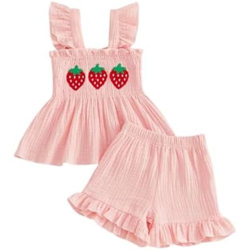 Socutebabe Toddler Baby Girl Summer Clothes Sleeveless Muslin Smocked Top Pants 6 9 12 18 Month 2 3 4 5 Year Cute Kids Outfit