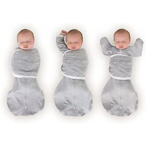 SwaddleDesigns Omni Swaddle Sack for Newborn, Transitional Swaddle Sack with Wrap & Arms Up Sleeves & Mitten Cuffs, Easy Transition Swaddle Sleep Sack, Heathered Gray, Small, 0-3 Months