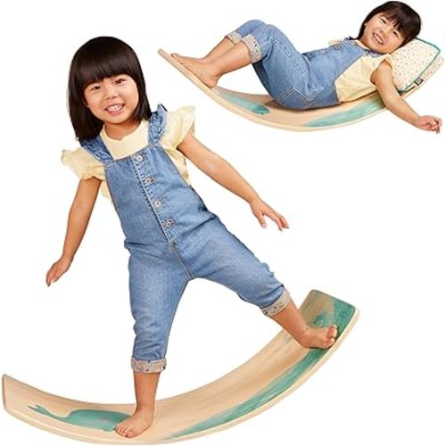 B. toys- B. spaces- Teeter Toddler- Kids Wobble Balance Board & Chair- Furniture For Toddlers- Montessori-Inspired Design-Detachable Pillow- 3 Years +