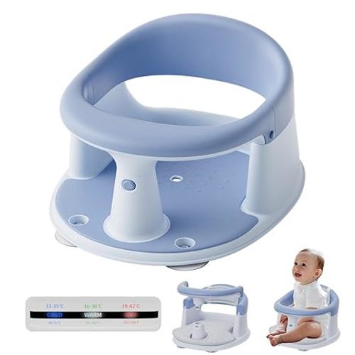 Baby Bath Seat for Babies 6 Months & Up - 360° Protection Bath Seats for Babies Sitting Up | Baby Bath Chair with Temperature Alert & Cushion | Toddler Bath Seat Newborn Infants Baby Bathtub Seat