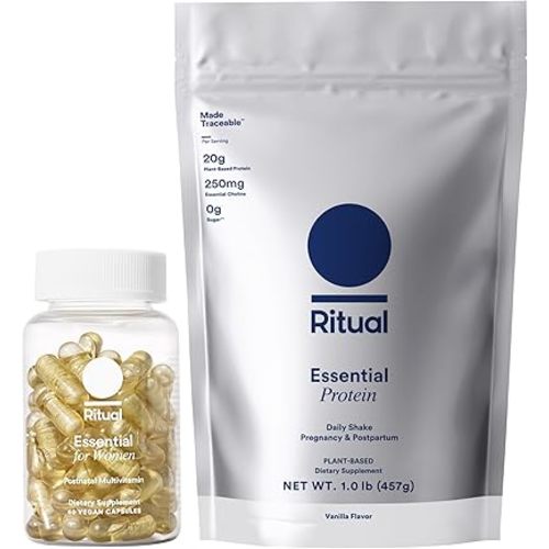 Ritual Postnatal Multivitamin and Protein Duo with Postnatal Vitamins and Organic Vanilla Protein Powder 20g, Supports Post-Pregnancy, Choline for Postpartum and Lactation