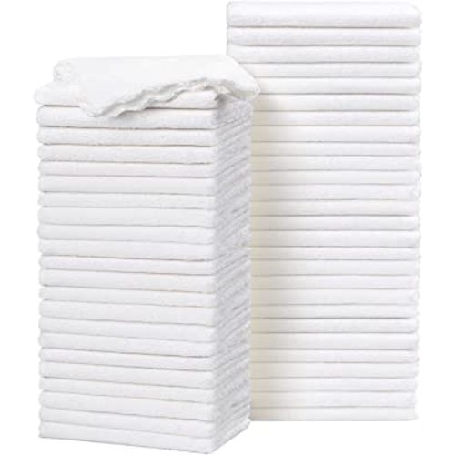 HOMEXCEL Baby Washcloths 50 Pack, Microfiber Coral Fleece Baby Bath Face Towels, Extra Absorbent and Soft Wash Cloths for Newborn, Infants, and Toddlers, White Burp Cloths for Sensitive Skin 7x9 Inch