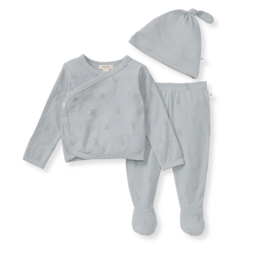 Organic Raised Terry Bee Take Me Home 3 Piece Set Quarry