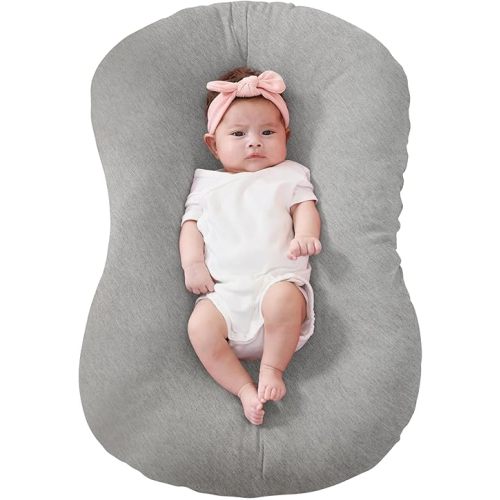 FUNUPUP Rayon Made from Bamboo Baby Lounger Cover Compatible with Snuggle Me Lounger, Infant Lounger Pillow Cover for Newborn, Removable Elastic Newborn Lounger Cover,Cover Only,Grey