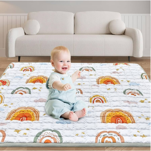 Baby Play Mat for Floor,50" X 50" Playpen Mat for Babies,Foldable & Washable Baby Crawling Mat,Non-Slip Cushioned Baby Floor Mat,Activity Baby Playpen Mat for Infants