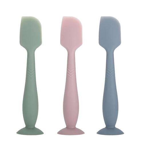 3 Pack Baby Diaper Cream Spatula Applicator, Soft Silicone Butt paste Spatula Diaper Cream Brush with Suction Cup Base (Cyan, Pink, Green) - Cyan+Pink+Green