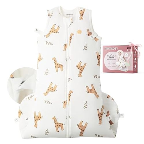 Momcozy Sleep Sack for Baby 6–12 Months, 1.5 TOG Baby Wearable Blanket with Supportive Plush Filling, Two-Way Zipper for Easy Diaper Changes, Snap-Fit Design for Growing Babies, Medium, Giraffe
