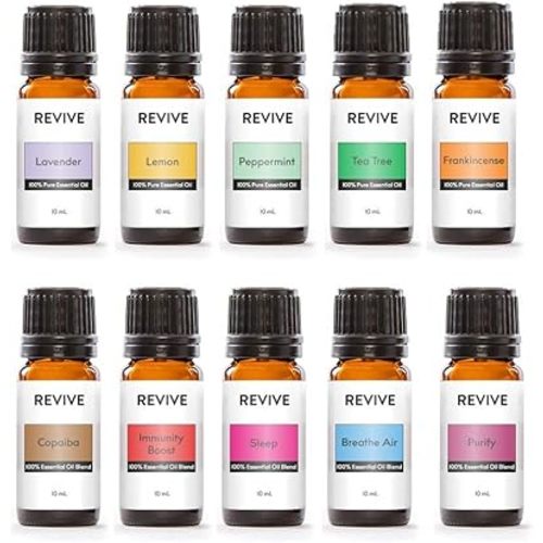 Starter Kit by Revive Essential Oils - 100% Pure Therapeutic Grade, for Diffuser, Humidifier, Massage, Aromatherapy, Skin & Hair Care