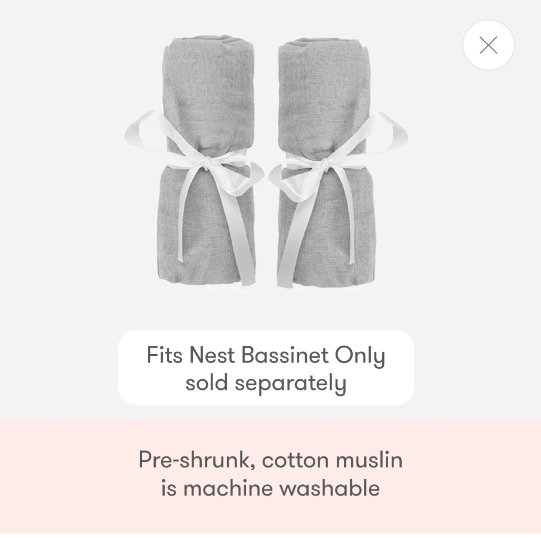 Nest Bassinet Extra Sheets - Grey