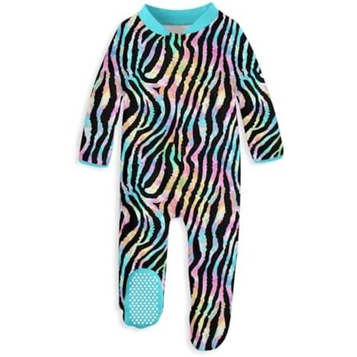 uideazone Baby Girls Footed Pajamas Zip-Front One-Piece Sleeper Non-Slip Footie Cute Pattern Jumpsuit PJs 0-12 Month