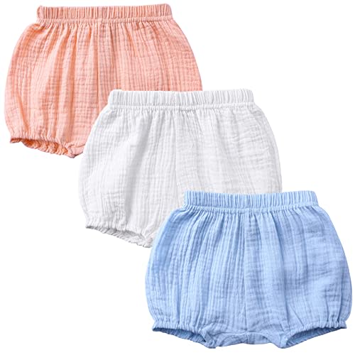 3PC Shorts Set Newborn Baby Girls Boys Pants Cotton Linen Blend Cute Floral Bloomers Triangle Shorts