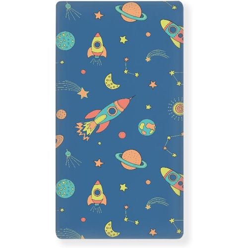 Outer Space Rocket Fitted Crib Sheet for Boys Girls Cosmical UFO Baby Sheet for Standard Crib and Toddler Aliens Planet Nursery Bed Mattress Sheets 28"x52"