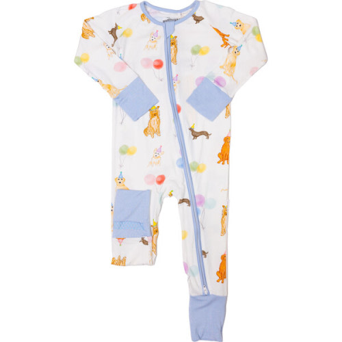 Party Dogs Sleep Romper, Blue - The Uptown Baby Sleepwear | Maisonette