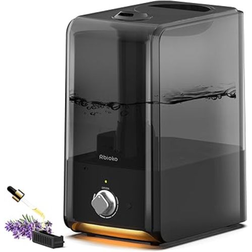 Humidifiers for Large Room Bedroom (6.5L), Cool Mist Ultrasonic Vaporizer for Home Whole House Babies, Customized Humidity, Night Light, Whisper-Quiet (Black)