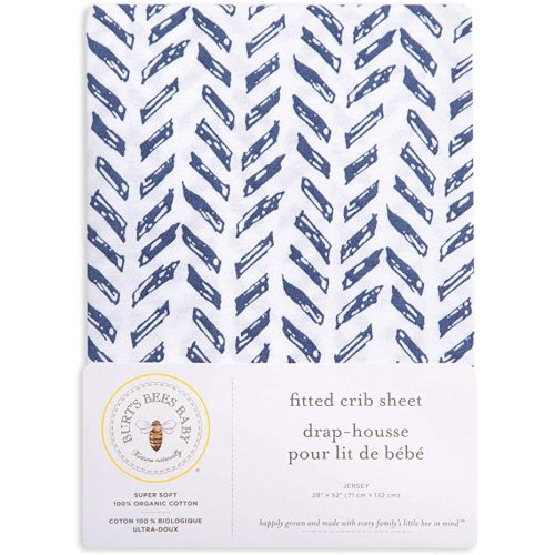 Burt's Bees Baby - Fitted Crib Sheet, Boys & Unisex 100% Organic Cotton Crib Sheet for Standard Crib and Toddler Mattresses (Guide the Way)28x52 Inch (Pack of 1)