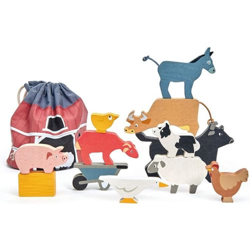 Tender Leaf Toys - Stacking Farmyard Play Set for Kids - Animal Play Set for Encouraging Logical Thinking, Inspire Imaginative Play and Pretend Play