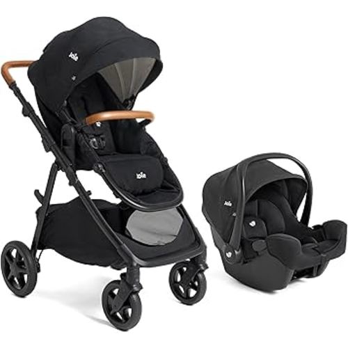 Ginger and Rue Travel System – 4-in-1 Travel System with Lightweight Baby Car Seat and an Included Anti-Rebound Base for Easy Install and Pramette Stroller (Shale)