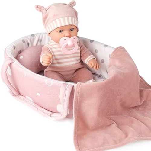 Enjoyin 12'' Baby Doll Toy Set with Accessories Includes Carrier Bassinet Bed, Pacifier, Blanket, and Pillow, Baby Doll Toy for Toddlers 36 Months and Up