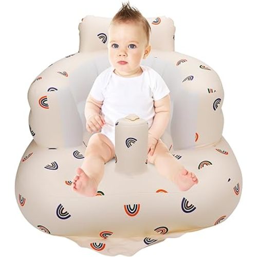 Inflatable Baby Seat for Babies 3 Months & Up,Baby Support Seat Summer Toddler Chair for Sitting Up,Baby Chair Floor Seater with Built in Air Pump (Rainbow)