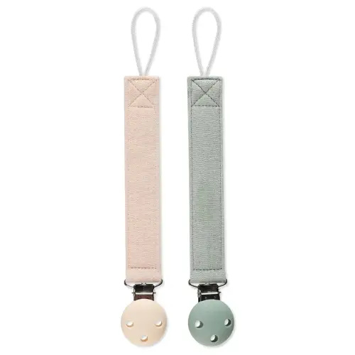 Pacifier Clip Holder for Baby Boy and Girl, Soft Pure Cotton Fabric Paci Binky Clips Fits for Most Pacifier Teethers & Small Toys in Place (Moody Blue+Milk White)