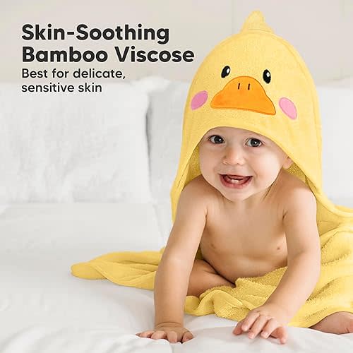 KeaBabies Baby Hooded Towel - Viscose Derived from Bamboo Baby Towel, Toddler Bath Towel, Infant Towels, Large Hooded Towel, Soft Baby Towels with Hood for Girls, Babies, Newborn Boys (Duck)