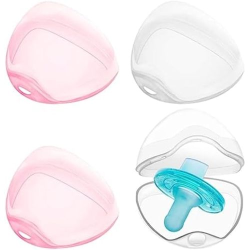 Pacifier Case (4 Pack, Clear, Pink)