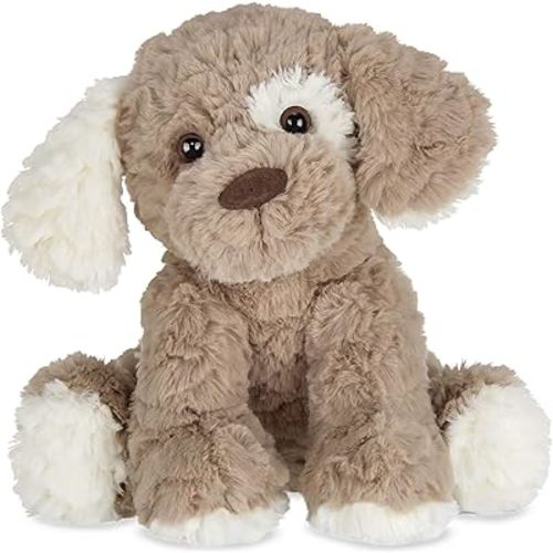 Bearington Collection Beige and Brown Dog Stuffed Animal 11 In - Puppy Stuffed Animals - Plush Dog Toys for Kids - Plushies
