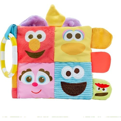 KIDS PREFERRED Sesame Street Soft Book Featuring Your Favorite Characters with Sensory Materials and Multiple Tabs to Keep Baby Engaged – 11 Inches – Surface Washable