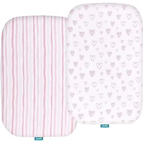 Amazon.com: Bassinet Sheets Compatible with Baby Delight Beside Me Dreamer Bassinet, 2 Pack, Ultra Soft Bassinet Sheet for Baby, Pink Print : Baby