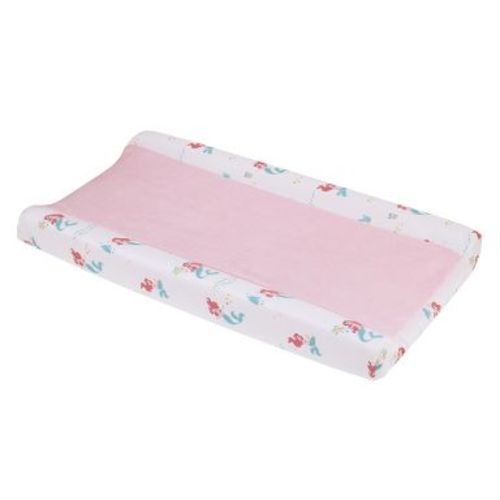 NoJo Disney Ariel Watercolor Wishes Pink, White, and Aqua Super Soft Contoured Changing Pad Cover