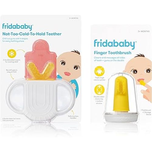 Not-Too-Cold-to-Hold Teether + SmileFrida Finger Toothbrush for Babies by Frida Baby