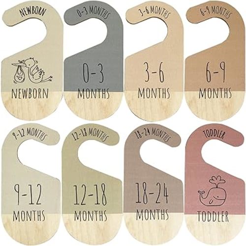 Baby Closet Dividers, Wooden Clothes Size Organizer for Nursery Decor Boy Girl Newborn to 24 Months
