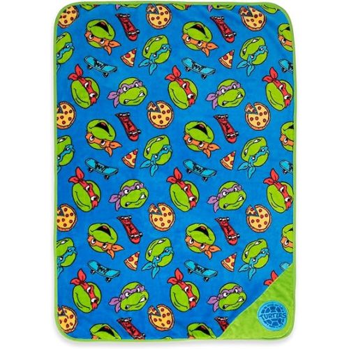 Teenage Mutant Ninja Turtles Musical Warm, Plush, Throw Blanket - Extra Cozy and Comfy for Your Toddler, Blue