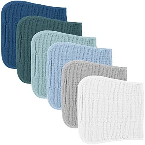 Konssy Muslin Baby Burp Cloths Sets for Unisex- 6 Pack Large 100% Cotton Burping Clothes for Newborn,Baby Girls and Boys