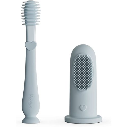 Moonkie Baby Finger Toothbrush Tongue Oral Cleaner Kit for 3 Months +, 2 Pcs (Cloud)
