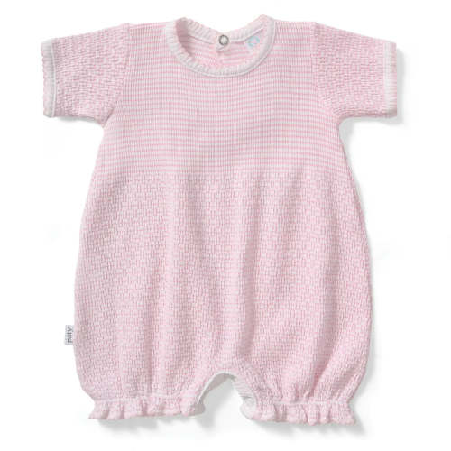 Paty Knit Ruffle Hem Bubble in Solid Colors Pink With Pink Trim – Simply Littles