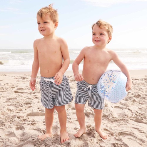 Boy's Swim Trunks | Seersucker Navy