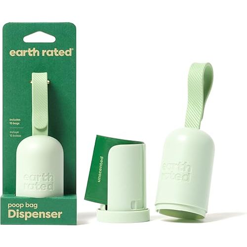 Earth Rated Dog Poop Bag Holder, Durable and Guaranteed Leakproof, Unscented, Dispenser with Starter Roll