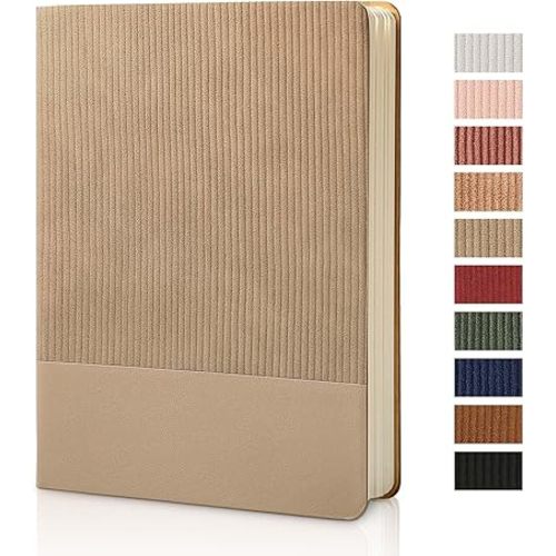 Lined Journal Notebook for Work College Ruled Note Book 5.79"x8.27" A5 PU Leather Daily Journaling 216 Pages for Women Men Writing Home School Supplies Business (A5 Lined 216pages, 01-Khaki)