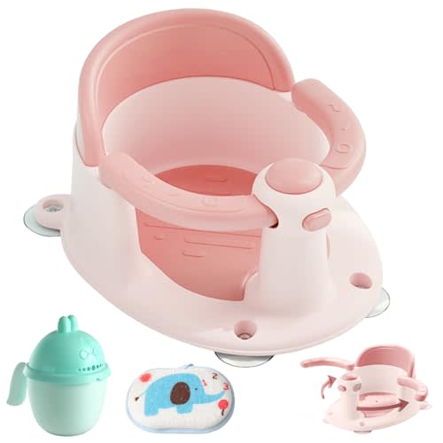 Baby Bath Seat 6 Months & up, Bath Seat for Baby, Toddler Bath Seat with Suction Cups, Non-Slip, Detachable Cute Pink
