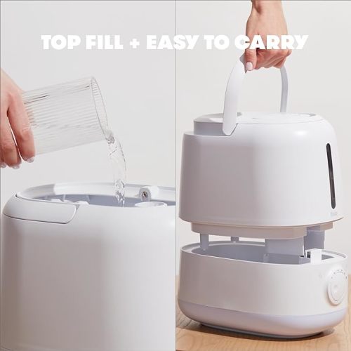 Frida Baby 3-in-1 XL Top Fill Humidifier for Nursery, 6L Tank Cool Mist Humidifier for Large Rooms + Diffuser, Nightlight, Auto Shut-Off, Quiet, Carry Handle, Night Light, Essential Oil Diffuser